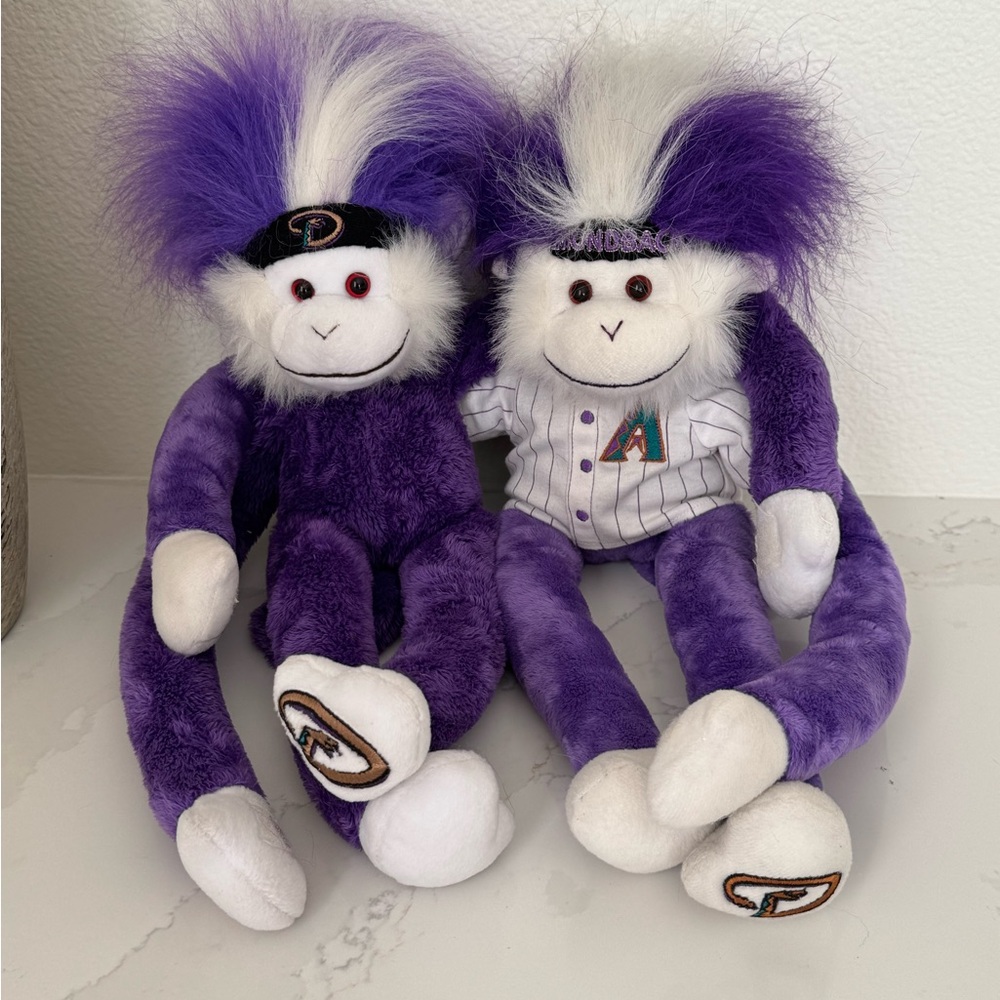 Baseball/MLB Arizona Diamondbacks Fuzzhead Mohawk Monkey Plushies. Sold as set